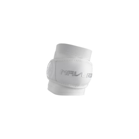 White elbow pad with 'Maverik' branding on a white background